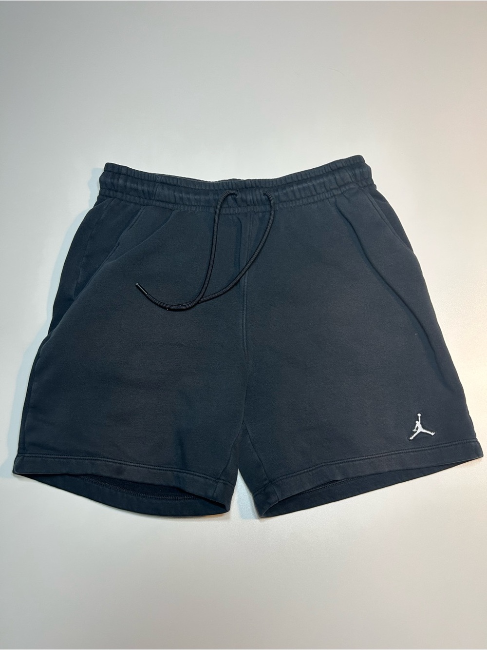 Jordan Black Essential Fleece Sweat Shorts White Embroidered Jumpman Logo
